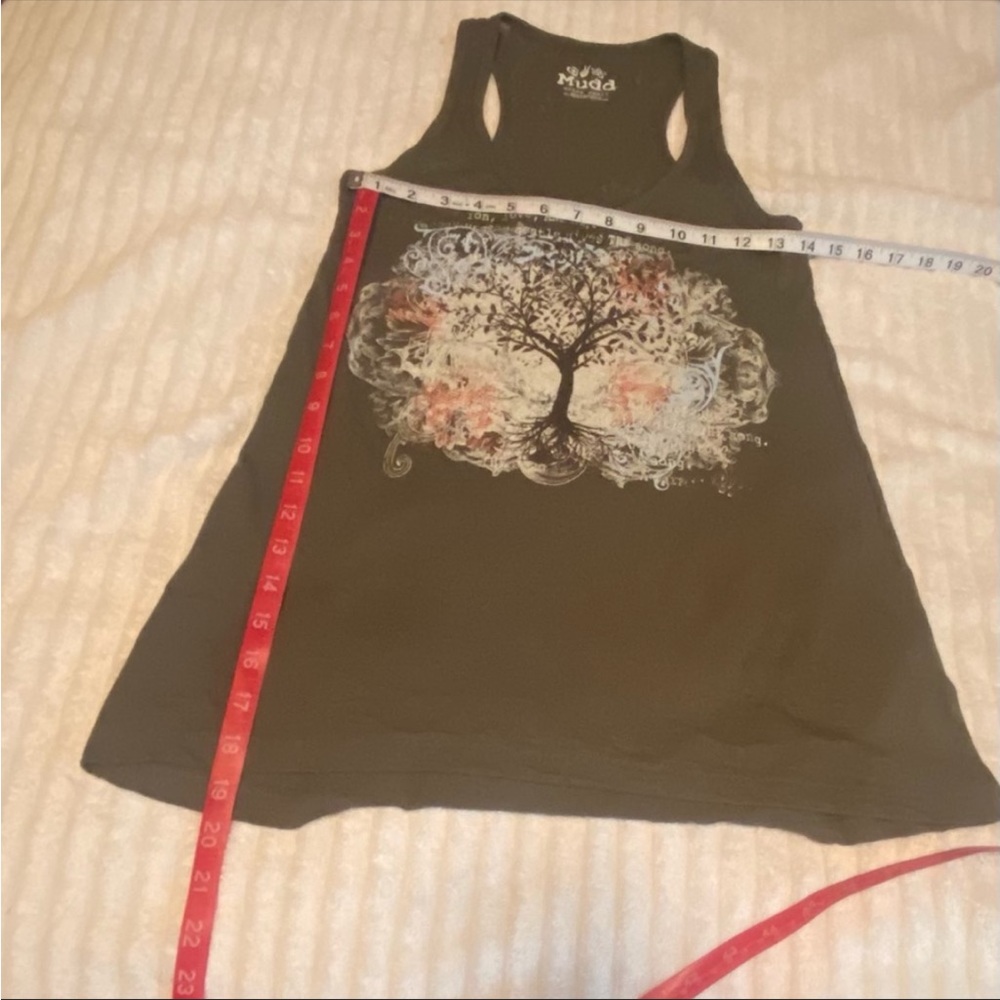 NWOT MUDD Tank Top olive color w/ tree picture - Picture 3 of 3